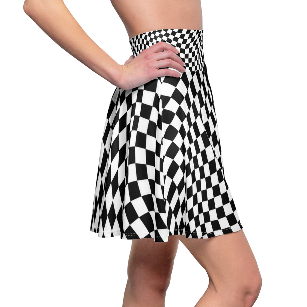 Checkerboard Contrast Skirt — Black & White Retro Pattern