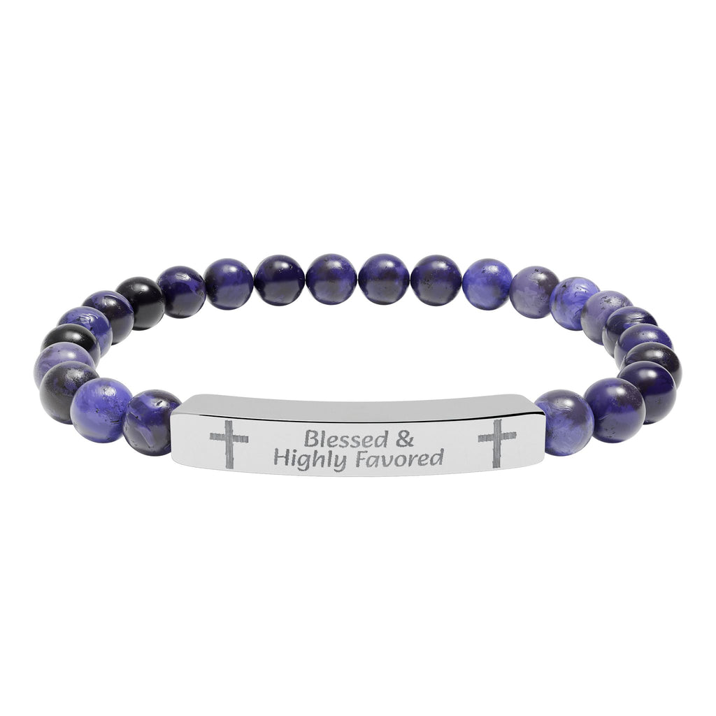 Natural Stone Bar Bracelet — Prayer/Scripture Bead Bracelet