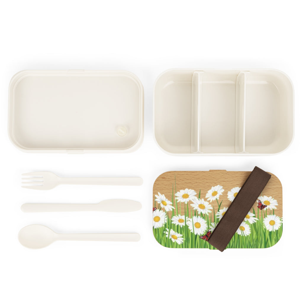 Daisy Meadow Bento Lunch Box — Floral Eco-Friendly Lunchbox with Ladybugs