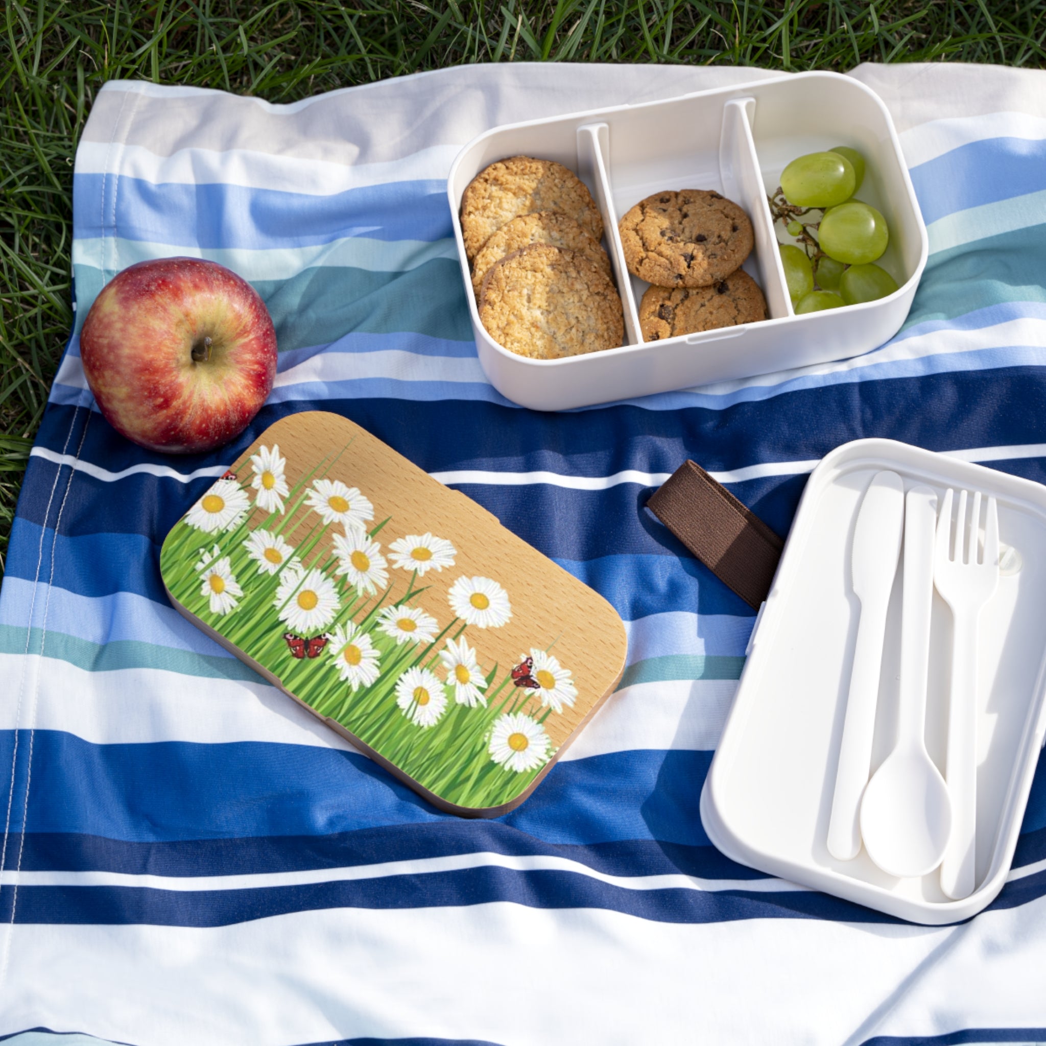 Daisy Meadow Bento Lunch Box — Floral Eco-Friendly Lunchbox with Ladybugs