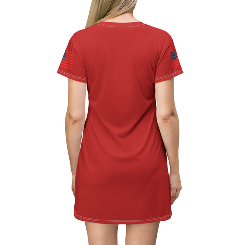 4th of July Uncle Sam T-Shirt Dress – Happy 4th Patriotic AOP Dress