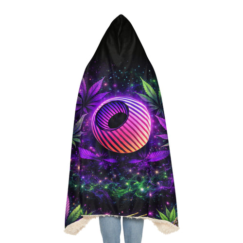Galaxy Cannabis Hooded Blanket – Psychedelic Weed Snuggle Throw