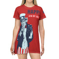 4th of July Uncle Sam T-Shirt Dress – Happy 4th Patriotic AOP Dress