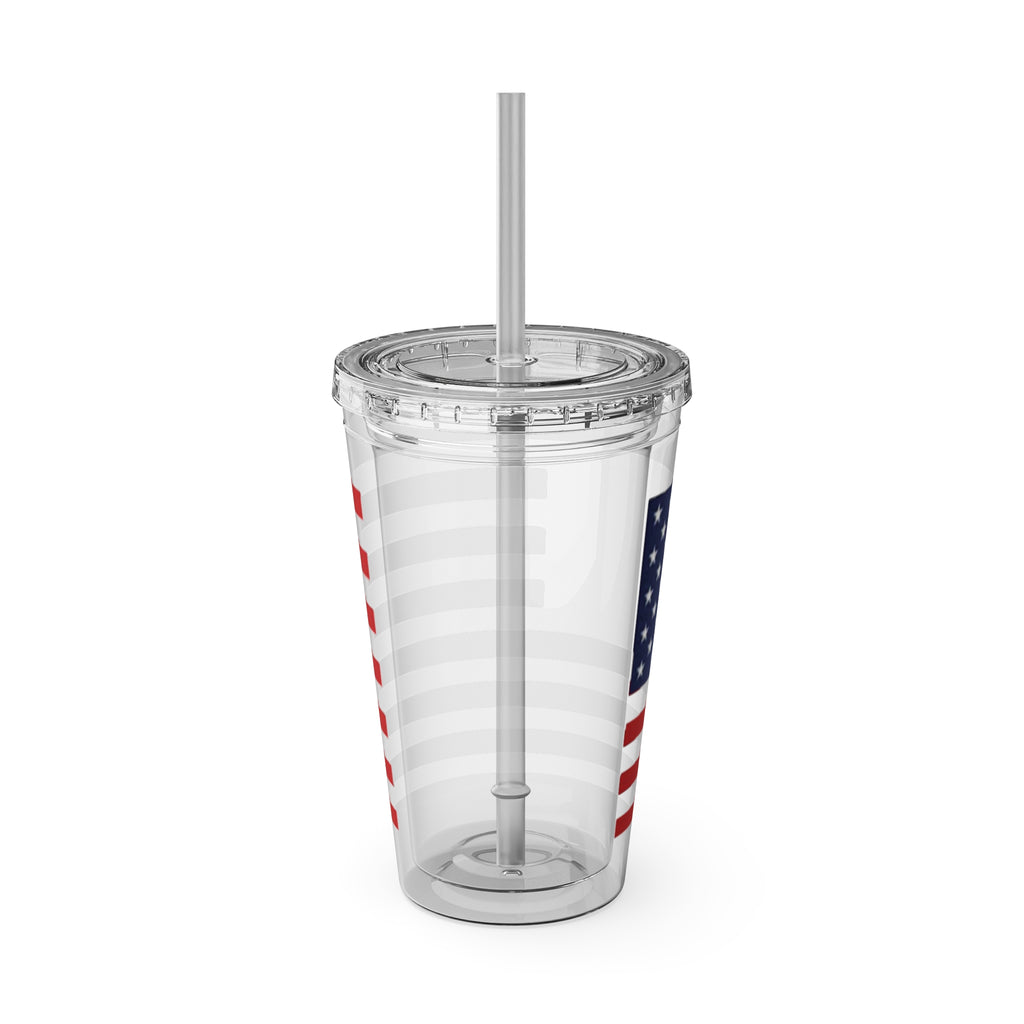 American Flag 16oz Tumbler with Straw – Patriotic USA Travel Cup