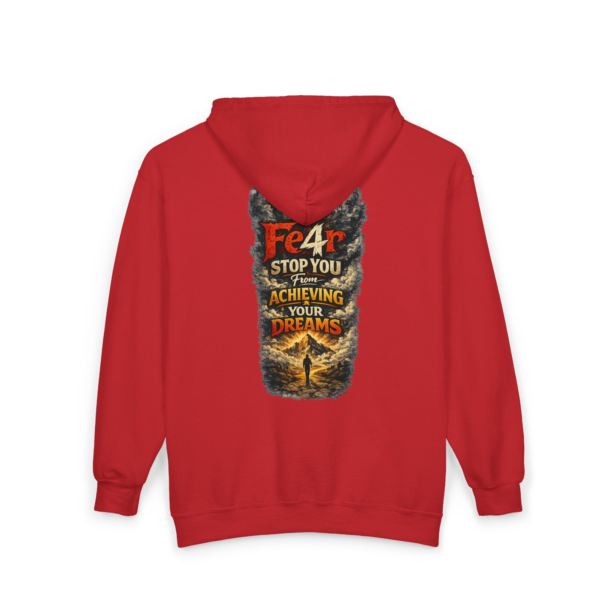 Full-Zip Hoodie — "Never Fear" Inspirational "Don't Let Fear Stop You" Motivational Zip-Up
